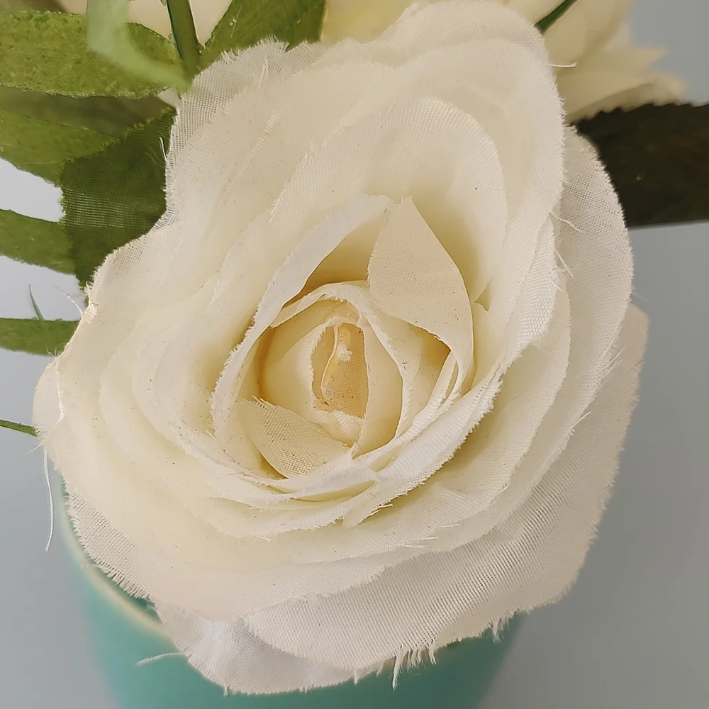 Chic Faux Floral Arrangement in Turquoise Vase